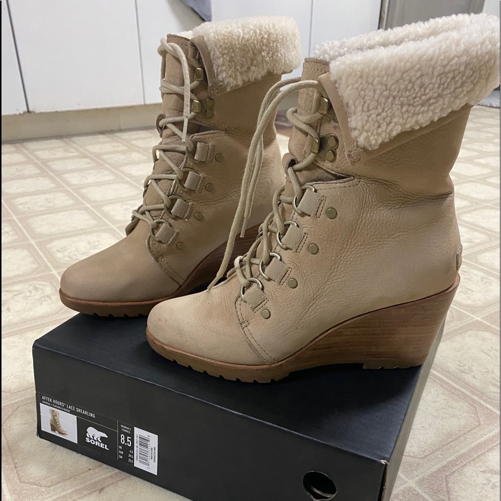 SOREL After Hours Lace Shearling Bootie